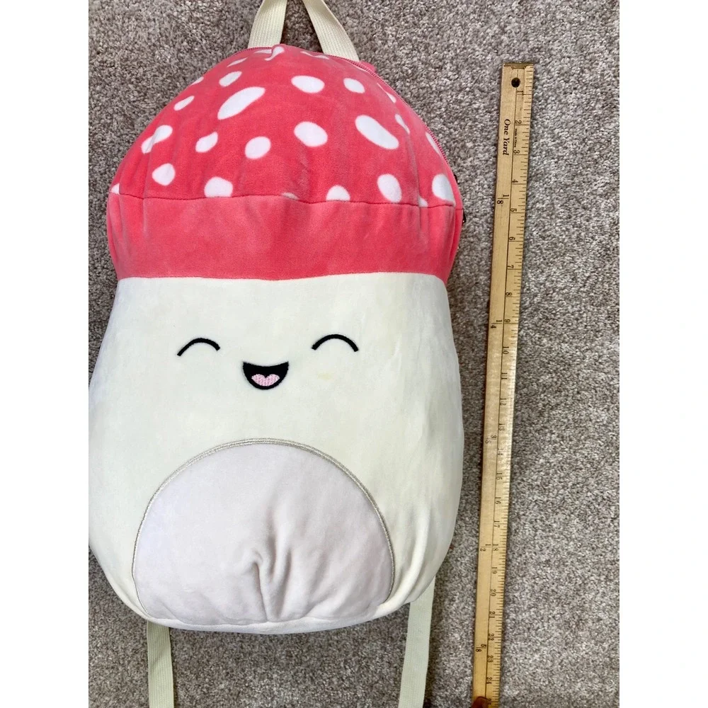 Squishmallows Malcolm the Mushroom Plush Backpack Red White Novelty Plushie Bag